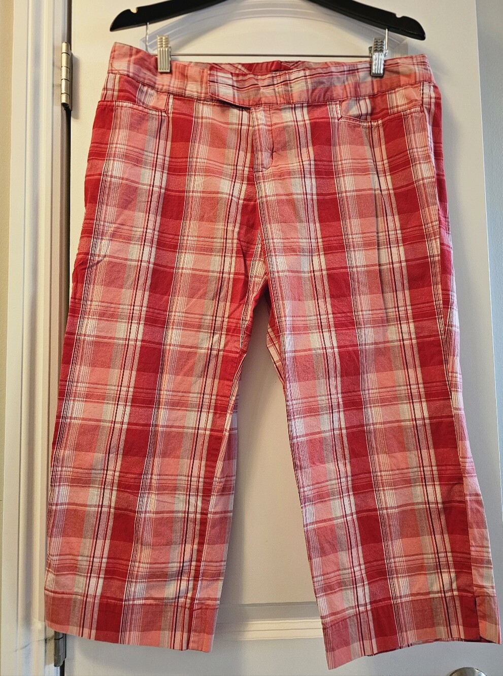SO Size 17 Red Plaid Stretch Cotton Cropped Pant... SO CUTE!